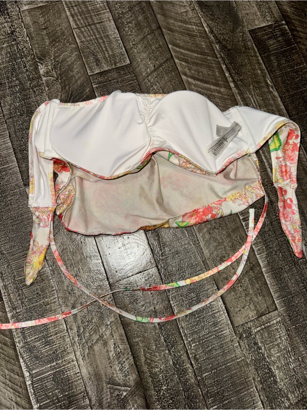 Victoria's Secret Cream Floral Bikini Set with Coral, Yellow & Green - Picture 5 of 9